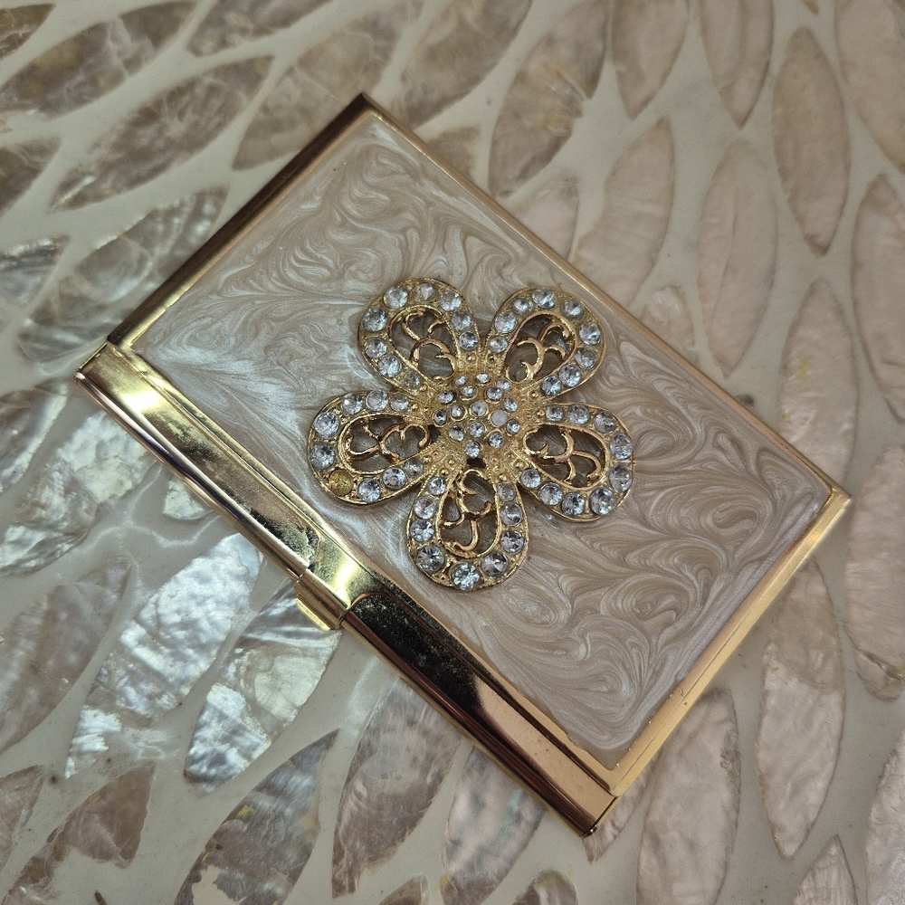 Vintage Brass Bussiness Card Holder With Jewelry Good Condition